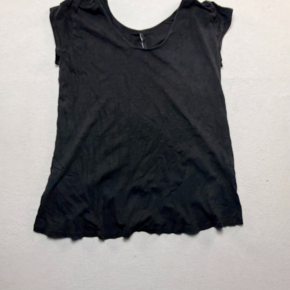 Calvin Klein Jeans Top Women Extra Large Black Excellent Cap Sleeve Slub Knit